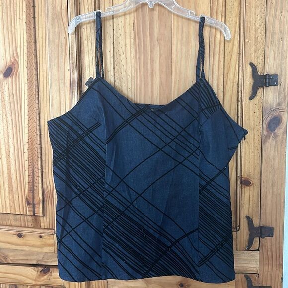 ***** 5 for $25 Ashley Stewart Denim Tank with Velvet and Sparkles - Picture 1 of 6